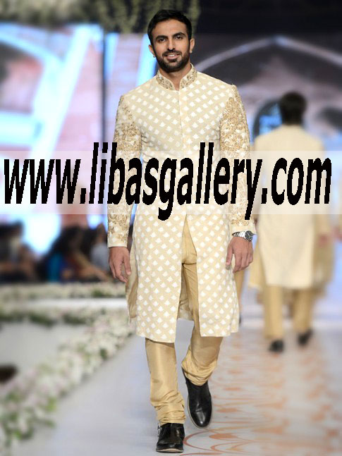 hsy attire gold antique hand embellished groom wedding sherwani dress with raw silk pants uk usa canada hsy attire gold antique hand embellished groom wedding sherwani dress with raw silk pants uk usa canada